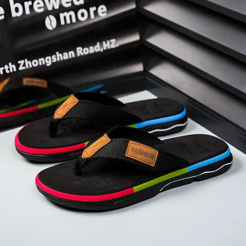 Stylish Mixed Color Flip Flops with Non-Slip Sole for Men - Image 3