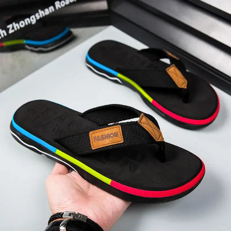 Stylish Mixed Color Flip Flops with Non-Slip Sole for Men - Image 6