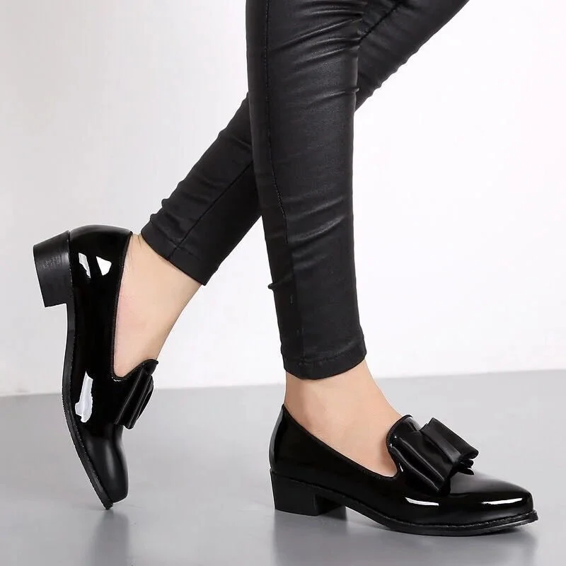 Glossy Flats for Women – Chic Slip-On Design with Bow Accent - Image 3