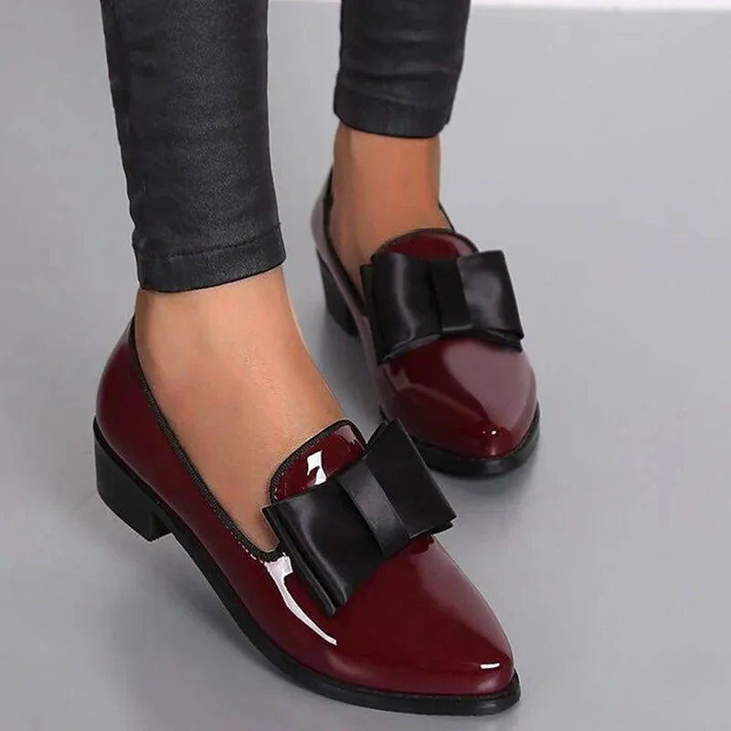 Glossy Flats for Women – Chic Slip-On Design with Bow Accent - Image 4