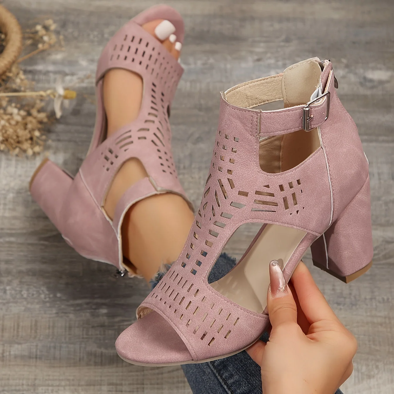 Cut-Out Peep-Toe Ankle Boots for Women – Stylish & Comfortable - Image 7