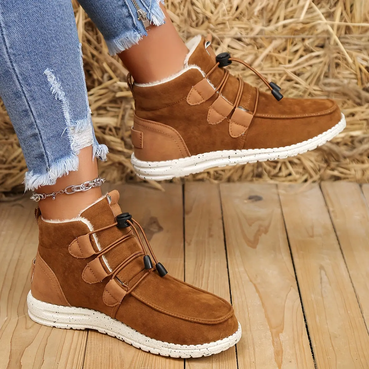 Fleece-Lined Sneaker Boots – Warm & Stylish Winter Footwear for Women - Image 3