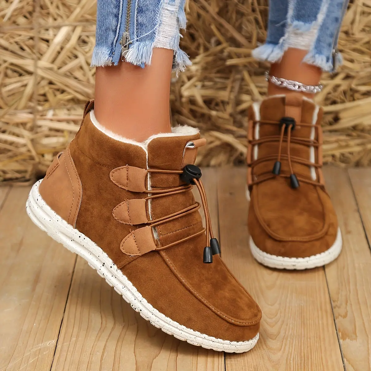 Fleece-Lined Sneaker Boots – Warm & Stylish Winter Footwear for Women - Image 4