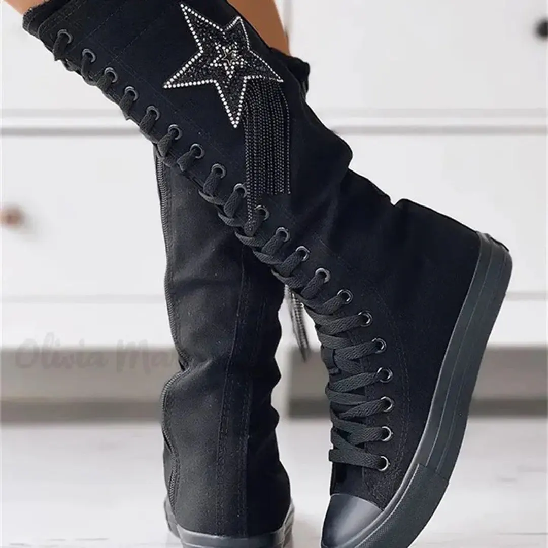 Lace-Up Knee-High Sneaker Boots – Trendy Design & Comfortable - Image 4