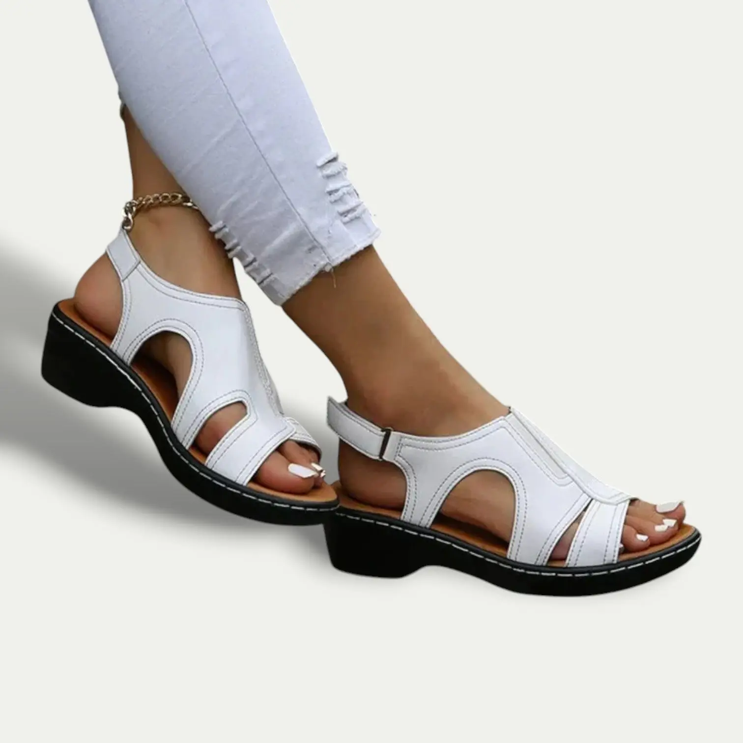 Women's Sandals - Comfortable Cushioned Low-Heel Design - Image 3
