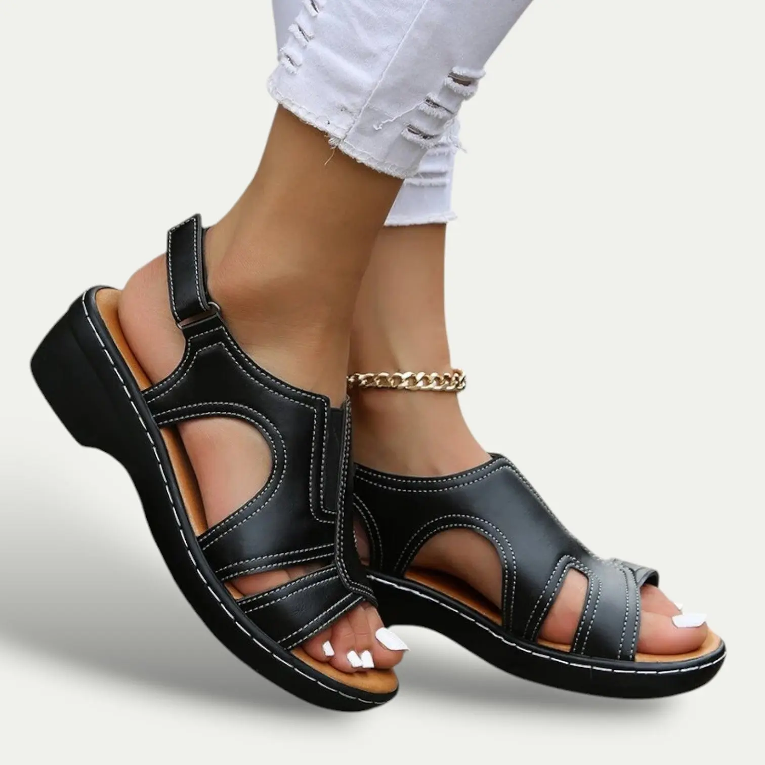 Women's Sandals - Comfortable Cushioned Low-Heel Design - Image 4